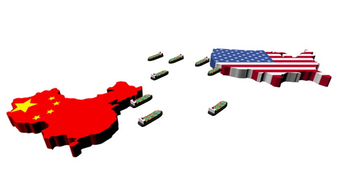 Chinese American trade with ships animation