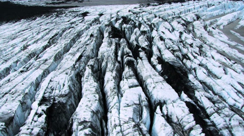 Aerial View of Arctic Glacier with Volcanic Ash, Iceland