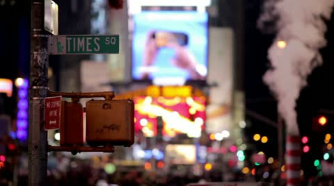 Times Square Street in Manhattan New York City NYC USA Night Smoke