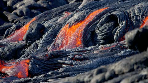 Destructive Flow Kilauea Volcanic Lava Close Up