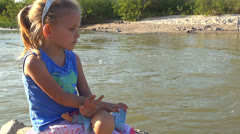 Child Looking at Landscape, Little Girl Playing Near a River, … [45239581] | 写真素材・ストックフォトのアフロ