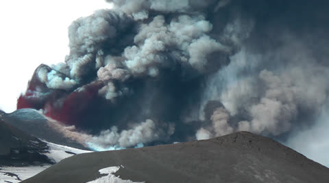 Lava fountain and volcanic ash