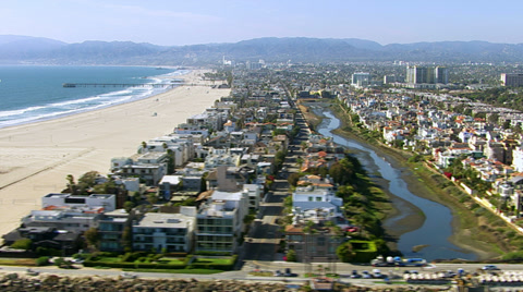 Aerial shot of Venice Beach, California