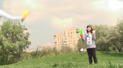 Two Little Girls Playing In The Park, Spring, Youth, Fun, Low … [140139743] | 写真素材・ストックフォトのアフロ