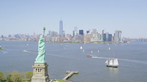 Aerial view of  Statue of Liberty, New York City