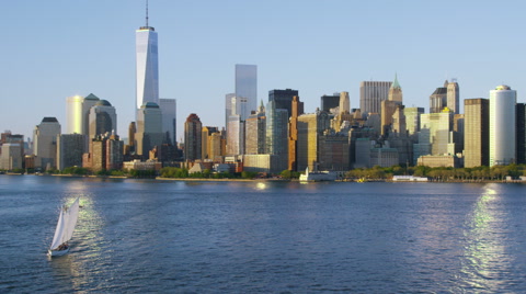 Aerial view of New York City from helicopter