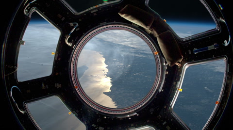 Earth As Seen Through Window Of International Space Station