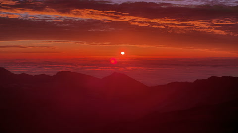 Perfect New Day Sunrise in HDR, Maui, Hawaii, Volcanic Mountain Range