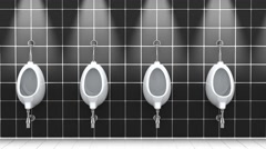 Urinals in a public bathroom. 3D animation, seamless loop. [47871494] | 写真素材・ストックフォトのアフロ