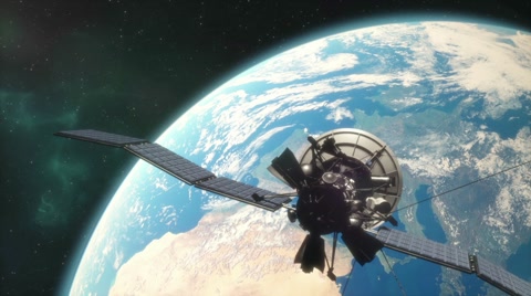 Space Satellite in Orbit of Planet Earth