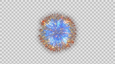 Fireworks, orange and blue holiday background, Alpha Channel