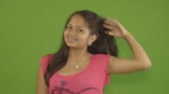 Cute Teen Latina Girl Flips her Long Brown Hair and Smiles … [47796387] | 写真素材・ストックフォトのアフロ