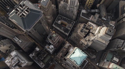 Looking down on Financial District in New York City. Shot in 2011.