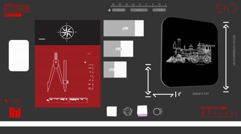 Train monitor - Digital Blueprint - red 02 [138517587]の動画素材 - アフロ