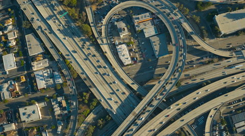 Los Angeles Aerial vertical over freeways