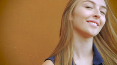 An attractive teenage girl with healthy blond hair in the wind … [46588747] | 写真素材・ストックフォトのアフロ