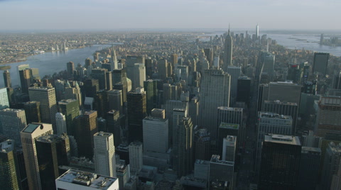 Video aerial view of New York City shot from Helicopter.