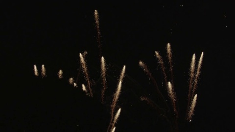 SLOW MOTION: Beautiful golden fireworks at midnight