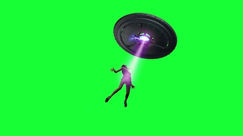 ufo abducts female with tractor beam day NO sound ON GREEN SCREEN