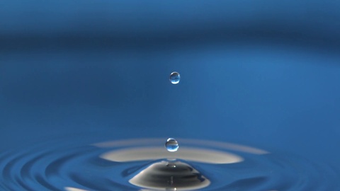 Water Drop Blue Falling in Slow Motion High Speed