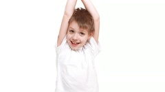 Very young cute Caucasian boy standing on white background … [44331398] | 写真素材・ストックフォトのアフロ