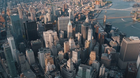 Manhattan Skyline in New York Aerial