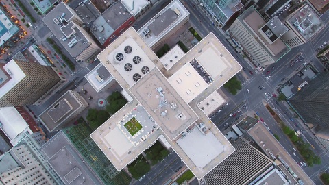 Montreal Quebec Aerial v73 Flying low over downtown looking down vertically