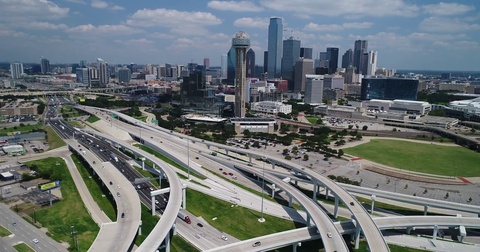 Aerial of Skyline in Downtown Dallas, Texas