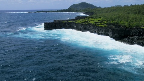 Aerial view of a volcanic shoreline Maui Hawaii