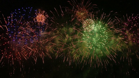 the fireworks in the night sky