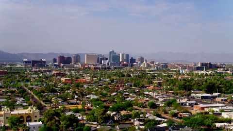 City Buildings in Phoenix Arizona by Aerial Drone