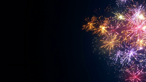 Fireworks on edge and free space holiday animation seamless loop 4k (4096x2304)