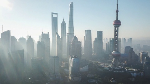 Aerial hyperlapse video of Shanghai in the morning