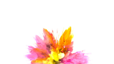 Color Burst - colorful yellow pink smoke explosion fluid particles alpha matte