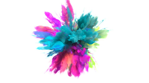 Color Burst - colorful cyan magenta smoke explosion fluid particles alpha matte