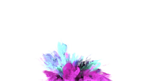 Color Burst - colorful magenta cyan smoke explosion fluid particles alpha matte