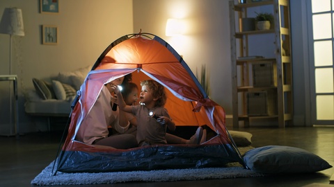 Mother Playing with Kids when Telling Story