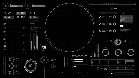 Futuristic user interface with HUD and infographic elements.