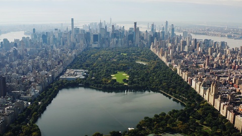 Aerial view Central Park Manhattan New York City 4K