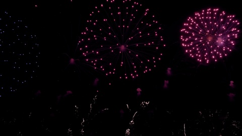 4K - Multiple fireworks show with sound