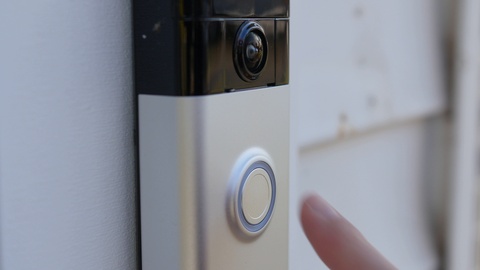 Close Up of Ringing Camera Doorbell