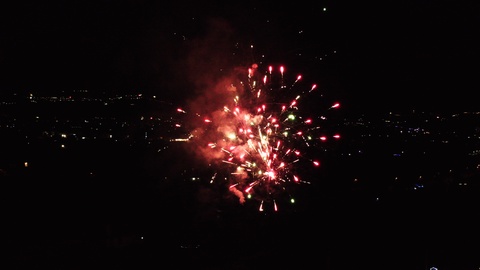 Spectacular aerial view of beautiful fireworks