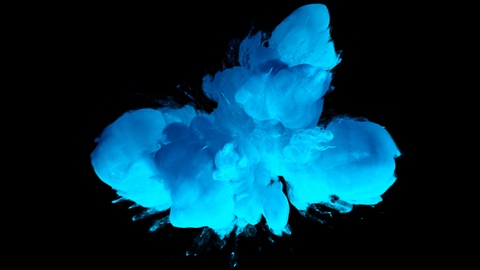 Blue Color Burst colorful smoke powder explosion fluid ink particles alpha matte