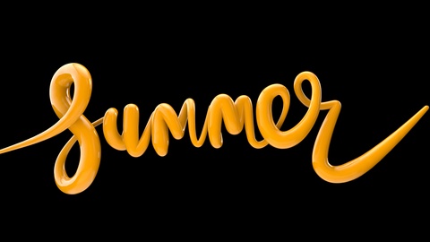 Summer bright bubble script typography inflating word background 3D Render