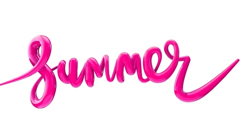 Summer bright bubble script typography inflating word background 3D Render