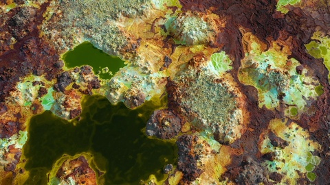 Aerial view of Dallol volcanic field in Danakil depression Ethiopia