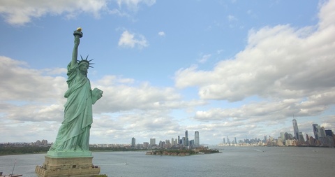 Statue of Liberty New York City Aerial 4K Drone