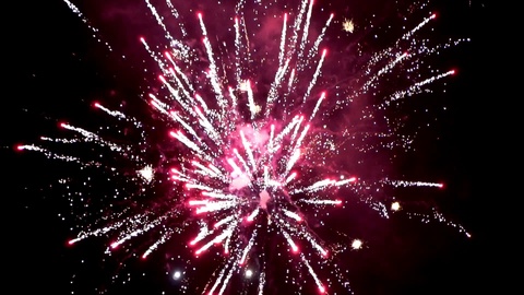 Fireworks in sky. Chinese new year celebration.