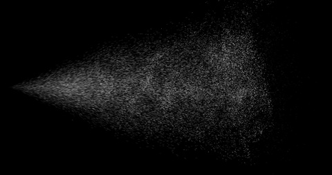 Water spray dust. Spraying mist effect of air gun isolated on black