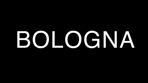 Bologna Title Animation. Typography animated. White letter and black background